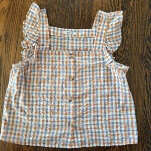 Madewell Flutter Sleeve Plaid Shirt - M